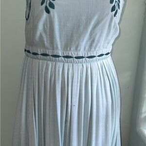Free People Womens Green Sleeveless Dress Birds Pleated Lined